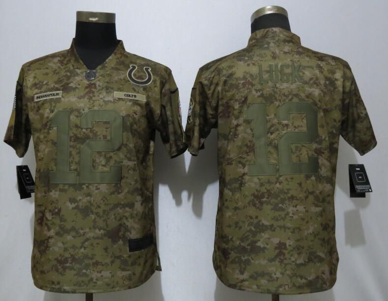 Women Indianapolis Colts #12 Luck Nike Camo Salute to Service Limited NFL Jerseys->women nfl jersey->Women Jersey